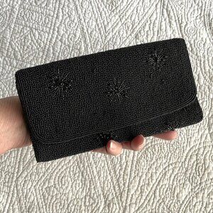 Vintage beaded clutch purse black